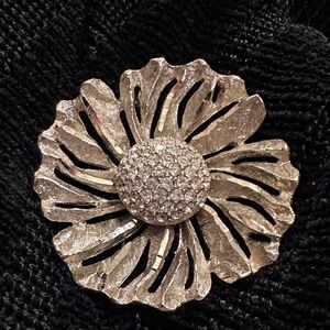 Gold Floral vintageCrystal BSK Brooch